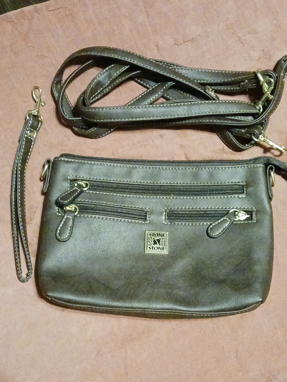 Stone & Co Faux Leather Crossbody Bag With Wristlet Strap